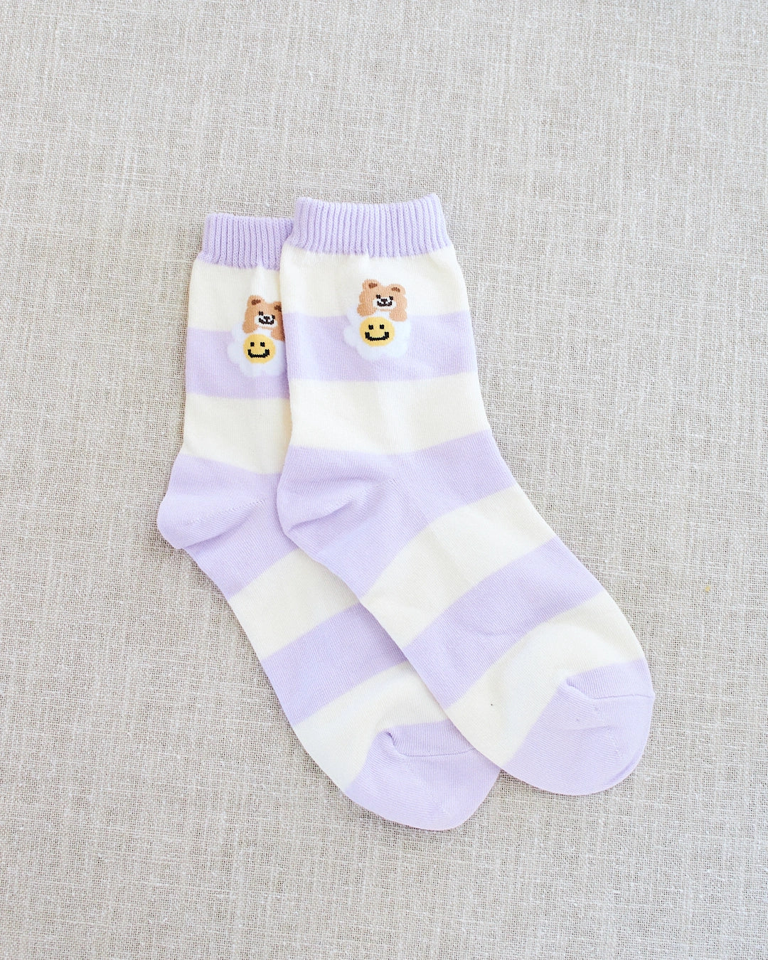 STRIPPED LILAS BEAR SOCKS
