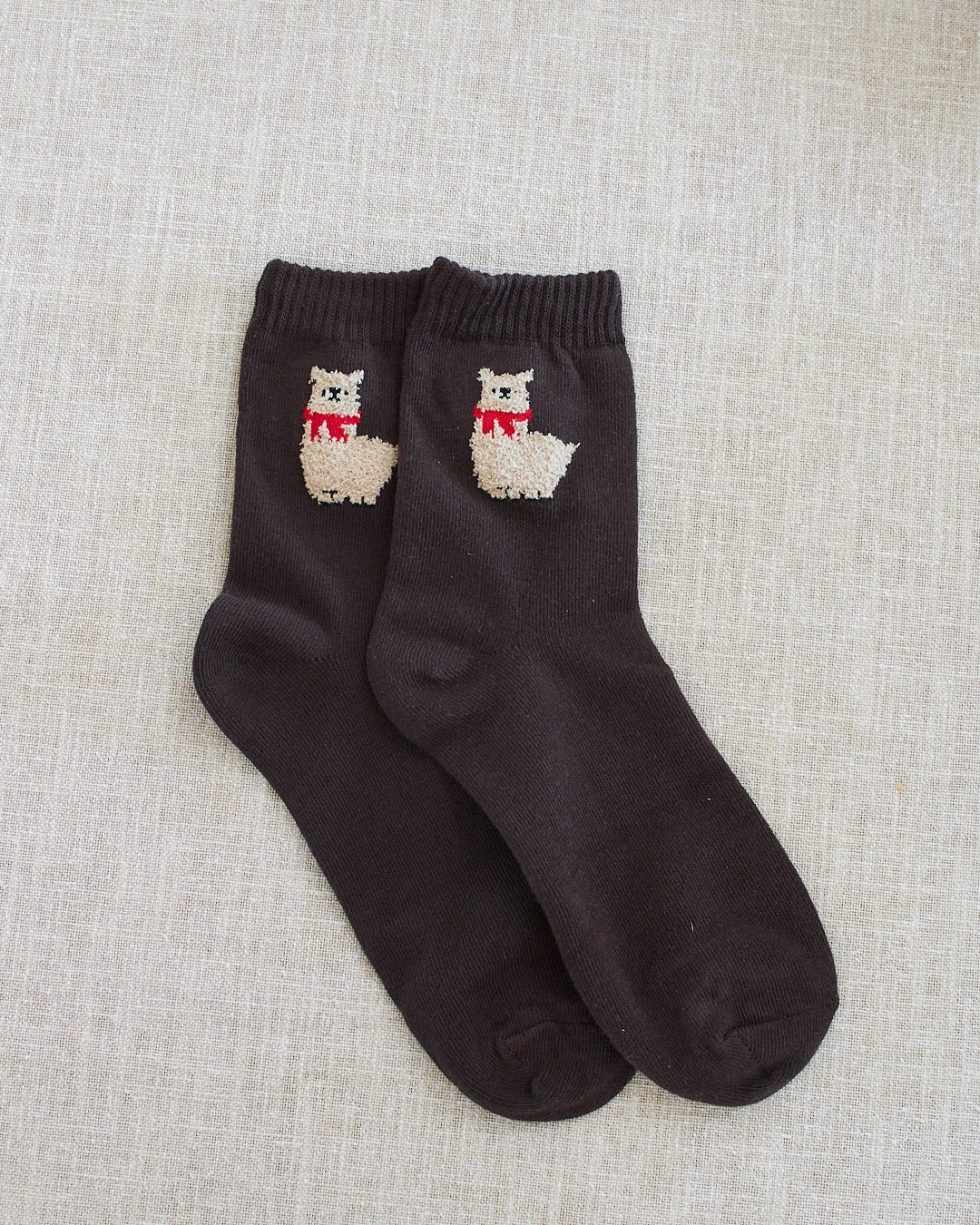 brown llama socks