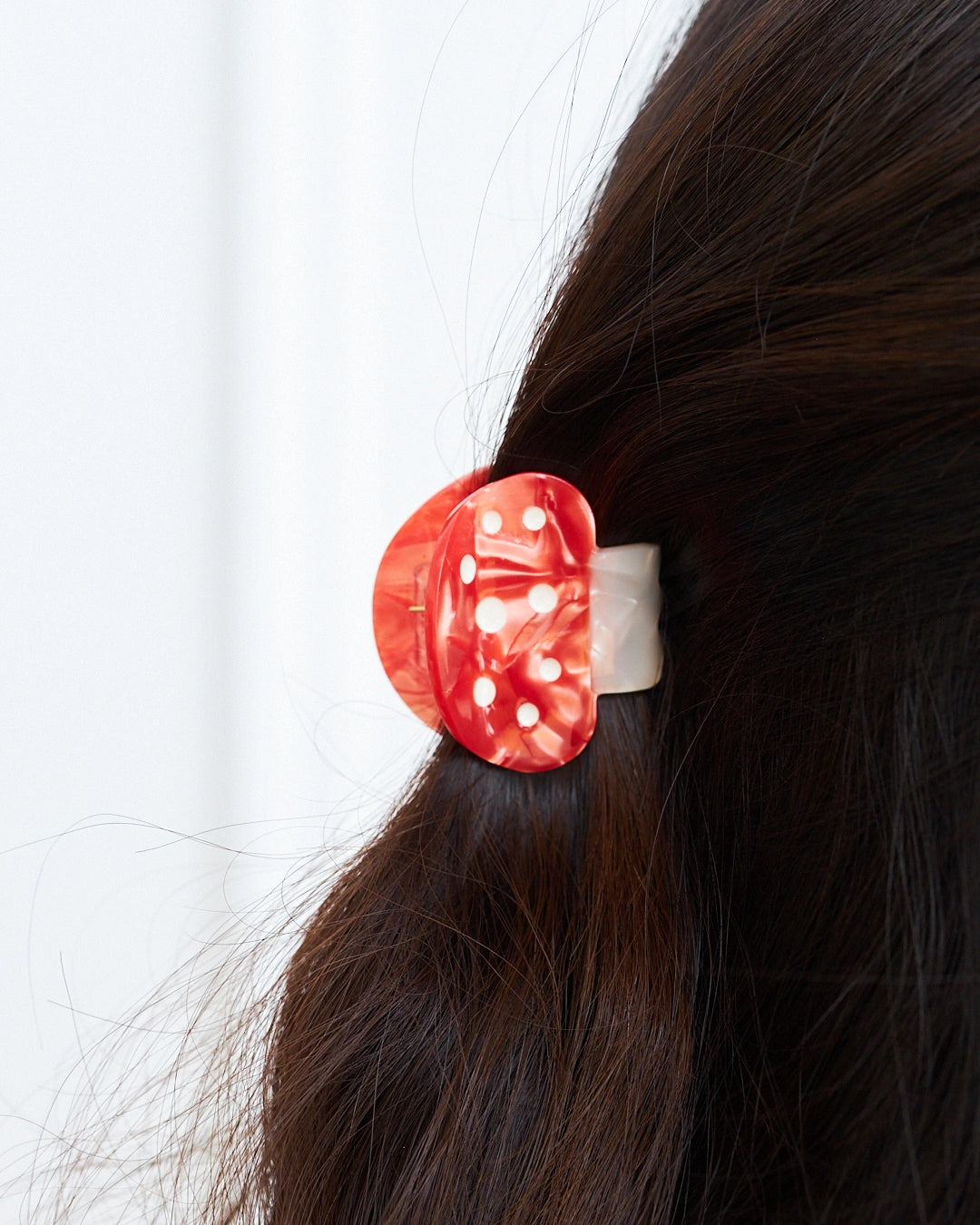 red mushroom hair clip