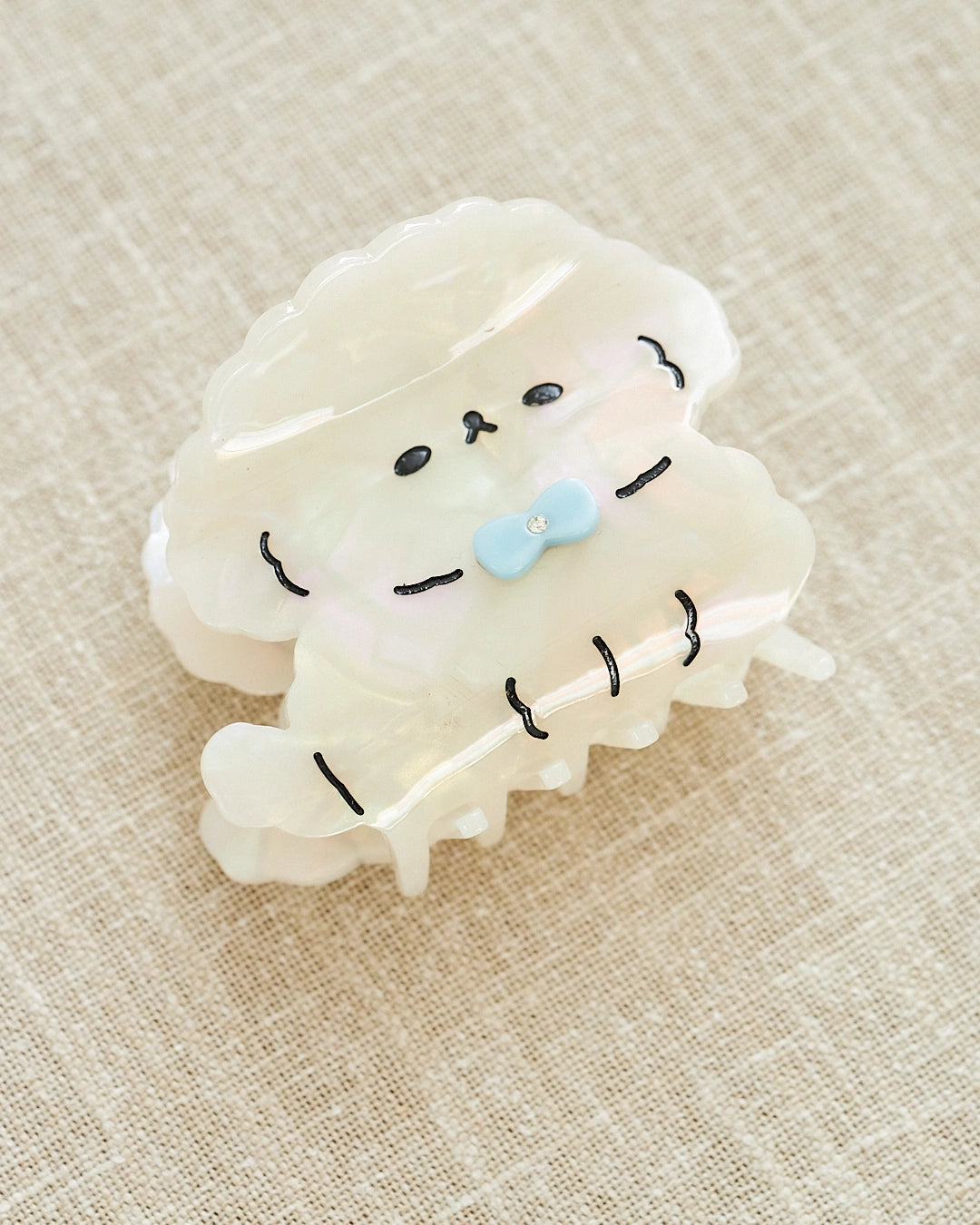 white dog hair clip