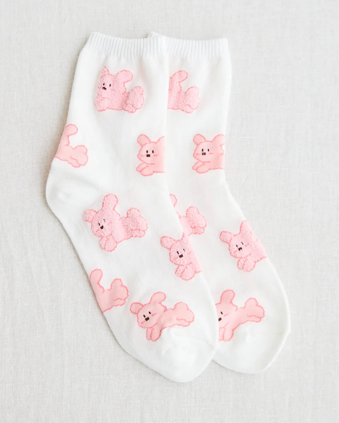 white pink rabbit socks