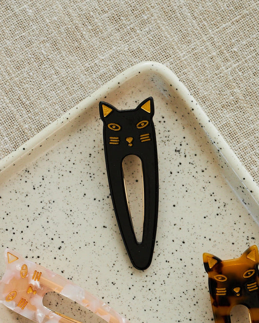 Hair Barrette – Black Cat Design