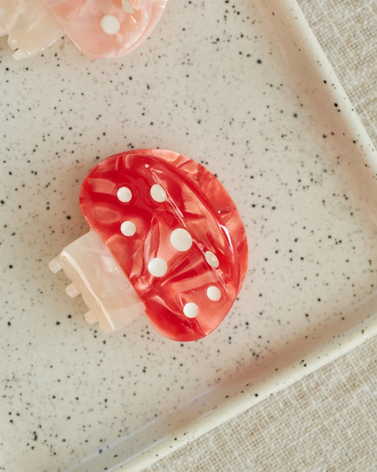 MUSHROOM HAIR CLIP - RED