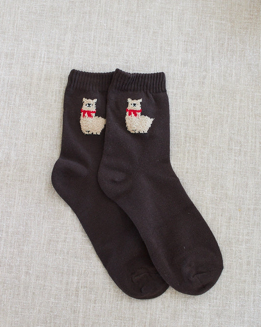 brown llama socks