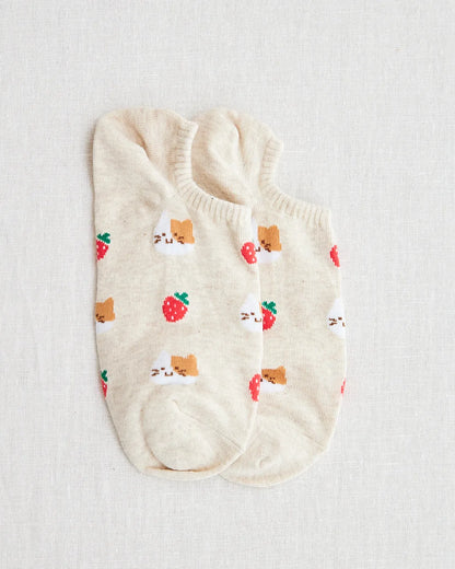 cat strawberries socks
