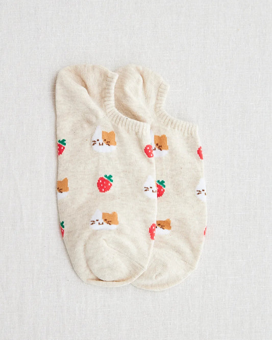 cat strawberries socks
