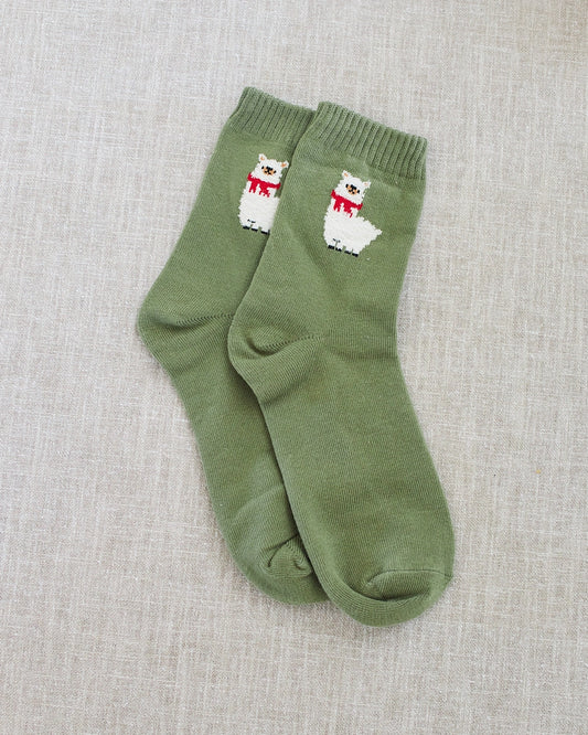 green llama socks
