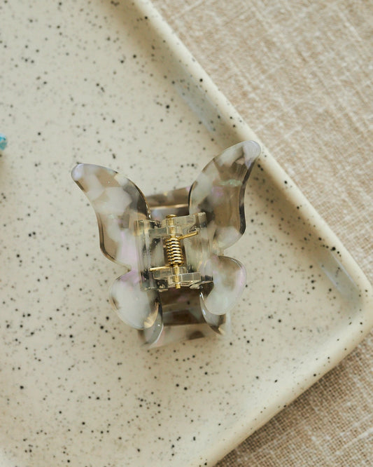 grey butterfly hair clip