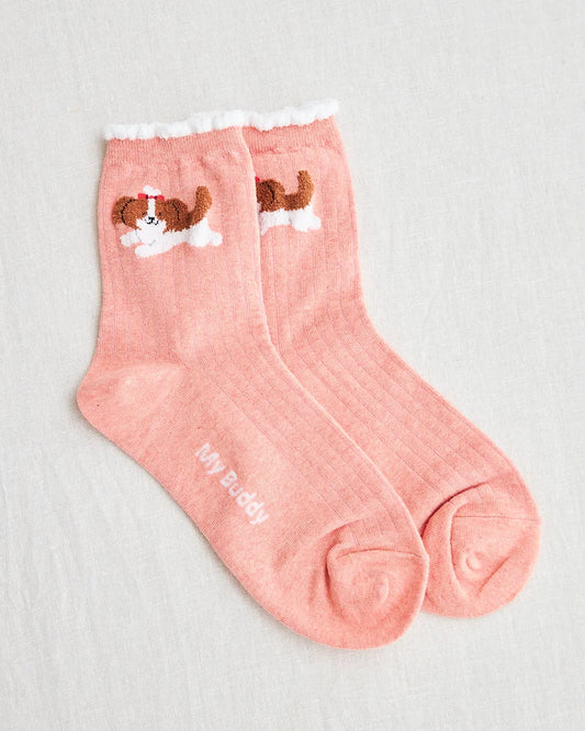 joli poom socks dog pink