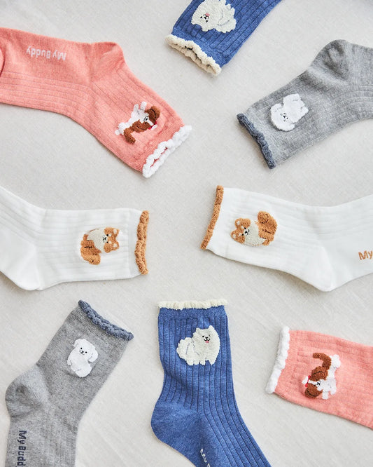CUTE DOG PINK SOCKS