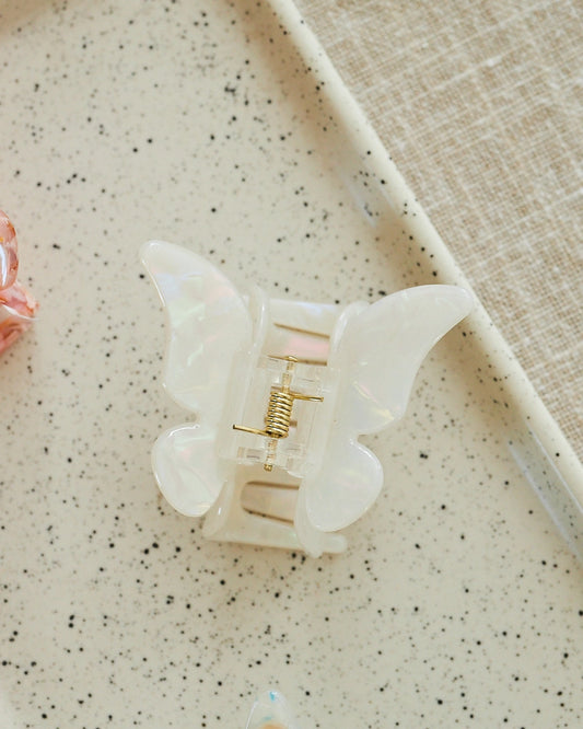 white butterfly hair clip
