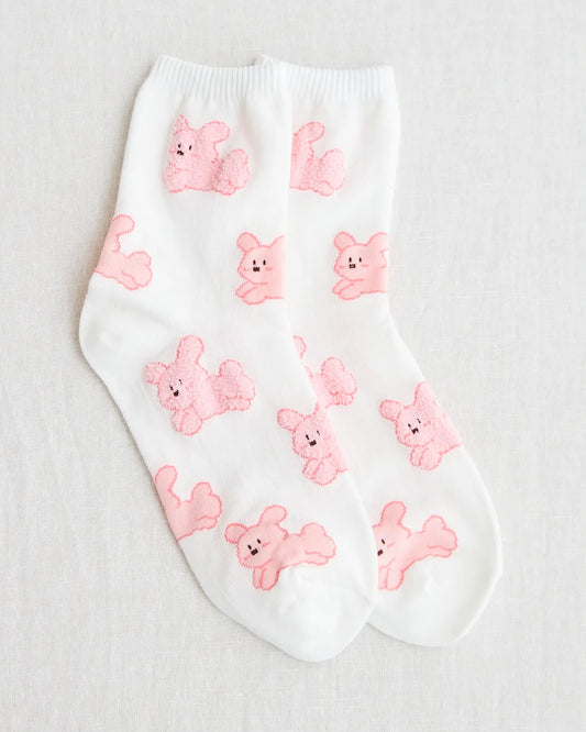 white pink rabbit socks